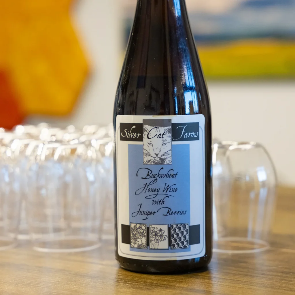 Buckwheat honey and wine with glasses